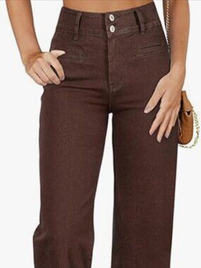 Women's High Waisted Straight Leg Stretchy Wide Leg Jeans